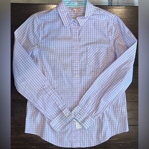 Brooks Brothers Red Fleece Lavender Gingham Button Down size 10
